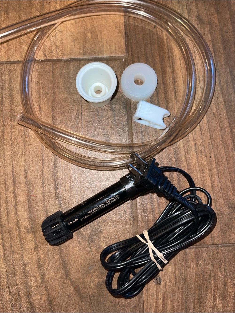 Kombucha making supplies - small submersible heater, tubing, and brewing cap